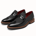 Polished Leather Canvas Loafers