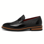Polished Leather Canvas Loafers