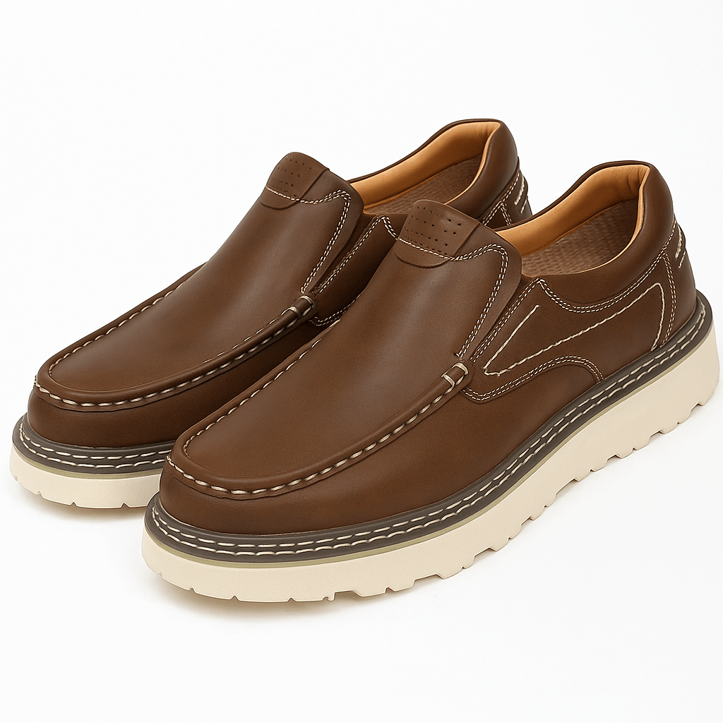 Polished Leather Slip-On Loafers
