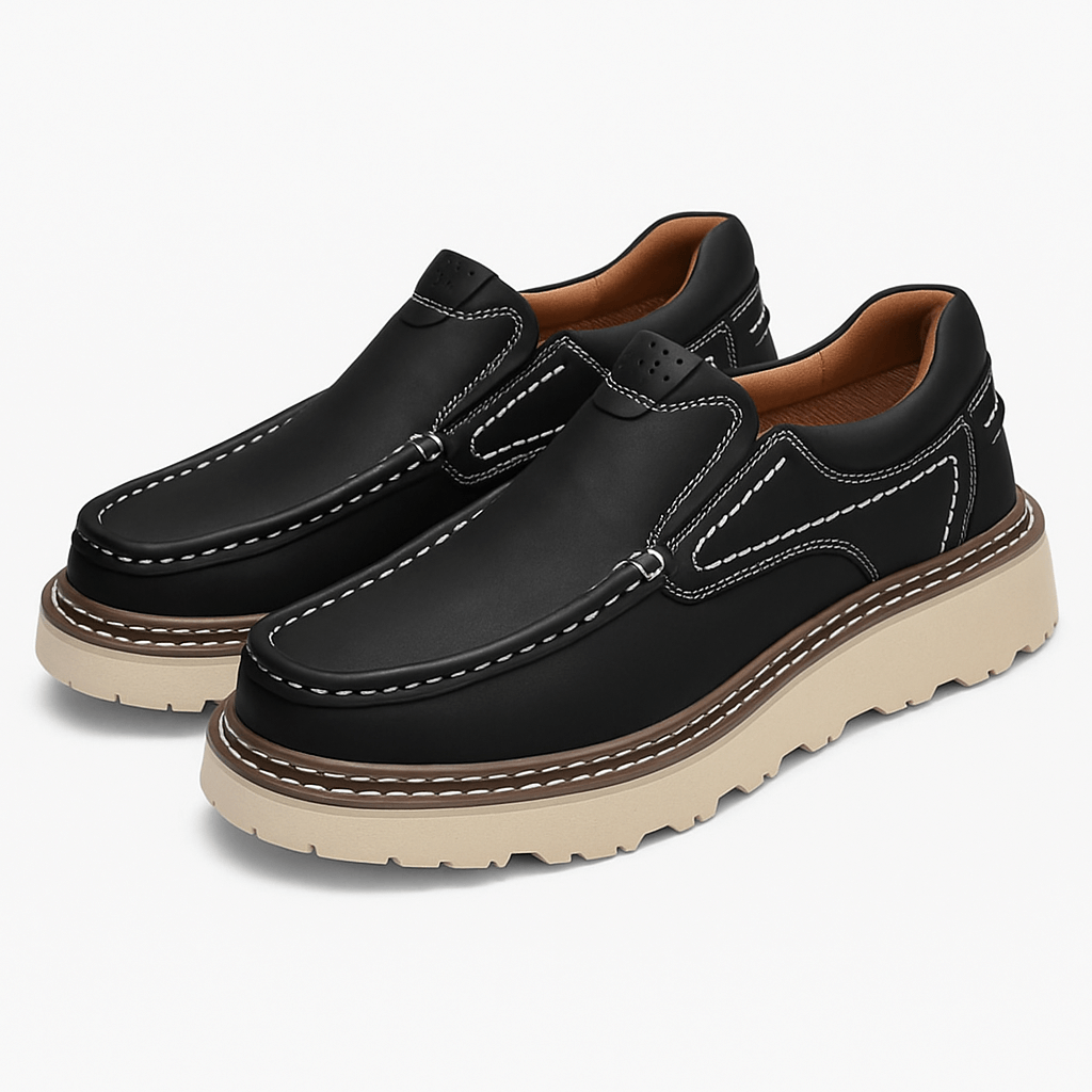 Polished Leather Slip-On Loafers