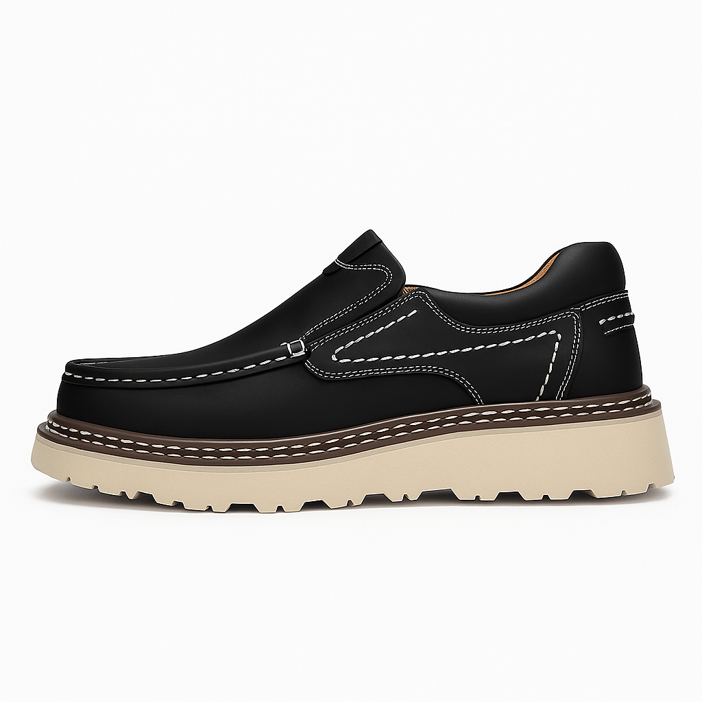 Polished Leather Slip-On Loafers
