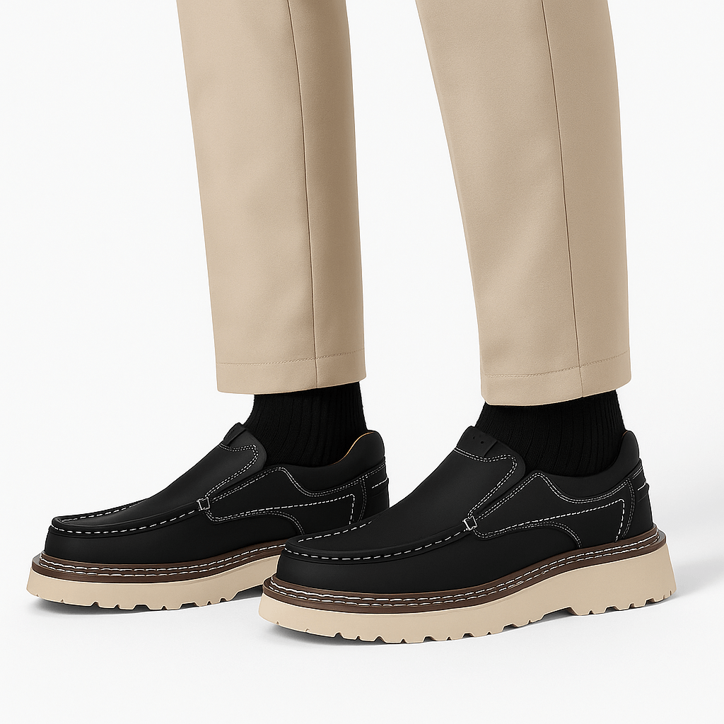 Polished Leather Slip-On Loafers